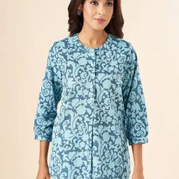 Akkriti by Pantaloons Blue Cotton Printed Tunic-image-63