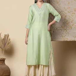 Fashor Green Straight Fit Embroidered Kurta-picture-48