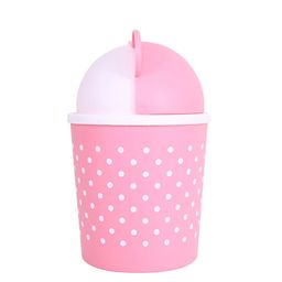 Kuber Industries Pink & White 2 Pcs Printed Swinging Lid Teddy Table Dustbin 3 L Each image 5