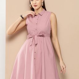 Chemistry Solid Tie-Ups Detailed A-Line Dress-image-94