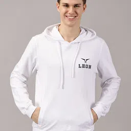 LEON Men Brand Logo Printed Hooded Neck Cotton Sweatshirt-image-91