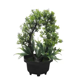 FOLIYAJ Green & Black Artificial Bonsai Lime Tree With Pot image 4
