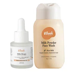 Vilvah Store Set Of 2 Milk Powder Face Wash- 50 g & Milk Drops Brightening Serum- 20 ml-image-23