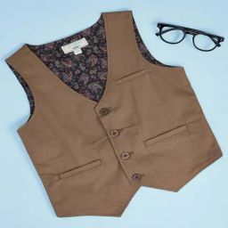 Pantaloons Baby Kids Tan Cotton Regular Fit Waistcoat-image-48