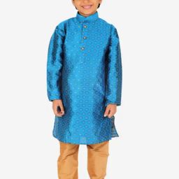 Pro-Ethic Style Developer Kids Royal Blue & Beige Printed Full Sleeves Kurta with Pyjamas-48
