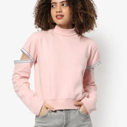 Campus Sutra Pink Cotton Regular Fit Sweatshirt-image-79