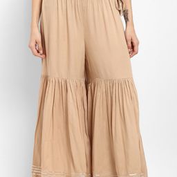 Varanga Women Beige Flared Solid Palazzos-image-59