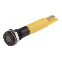 RS PRO Yellow Panel Mount Indicator 220V AC, Mounting Hole Size 8 mm, Termination Type Solder Tab, IP Rating IP67, Model No 7001772-10