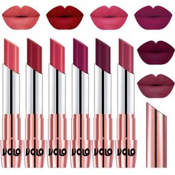 VOLO Set Of 6 Creme Matte Lipstick -Dark Peach 01-Red 03-Pink 04-Magenta- Wine-Rose Pink-11
