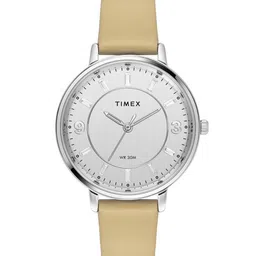 Timex Women Brass Embellished Dial & Leather Straps Analogue Watch TWEL15817-36