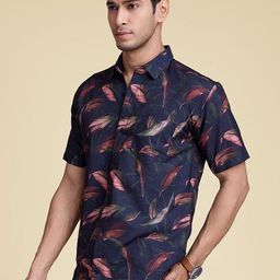 SZN Men Standard Fit Spread Collar Floral Printed Cotton Casual Shirt-picture-27