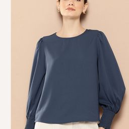 her by invictus Puff Sleeve Smocked Top-image-66