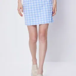 Cover Story Blue Check A-Line Mini Skirt-image-16