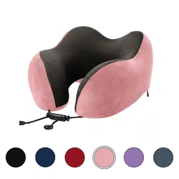 BILLEBON Pink Memory Foam Filled Polycotton Breathable Travel Pillow-50