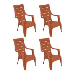 Nilkamal Rust Sunday Plastic Chair With Arm (Set of 4 Pcs)-20