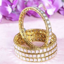 Priyaasi Set Of 4 Gold Plated Kundan-Studded Bangles-image-1