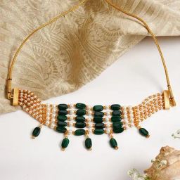 Teejh Alpa Green & White Bead Stacked Necklace-image-53