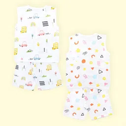 YUV Girls Pack Of 2 Printed Pure Cotton T-shirt With Shorts-image-59