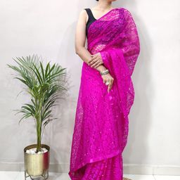 HI FI NX Floral Net Saree image 4