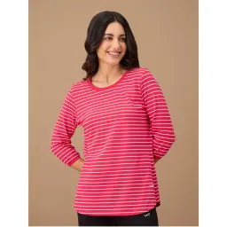 Nykd By Nykaa Striped Slim Fit Tee - NYS801 - Red Stripe-picture-24