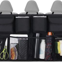 URAQT Car Trunk Organizer, Mesh Car Trunk Bags with 8 Pockets, Adjustable Strap and 3 Fixing Tape, Suitable for SUV, MVP image 4