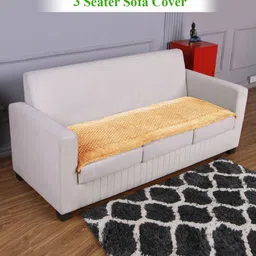 HOKIPO Brown Handloom made Poly Velvet 3 Seater Sofa Cover-image-22