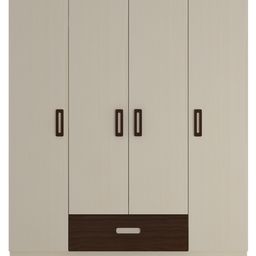 Adona Elanza 4 Door Wardrobe With Drawer And Grooved Handles Light Wood - Coffee Walnut-image-93