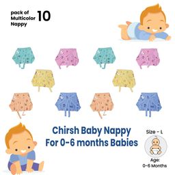 Chrish Cloth Cotton Nappies Pack Of 10 - Multicolor-25