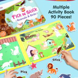 Firstcry Intelliskills Pick N' Stick Animals & Birds Premium Activity Board Book | 2+ Years| No Mess Montessori DIY Activity & Learning Book for Toddlers & Kids | Reusable Velcro Stickers | 30 Animals & Birds Stickers|Travel & Gift | English-23