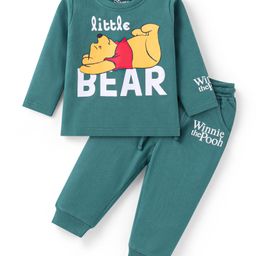 Babyhug Disney Single Jersey Knit Full Sleeves Night Suit With Winnie The Pooh Graphics - Teal Blue-image-48