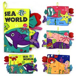 Baby Fabric Book, Baby Book Toy, Soft 3D Picture Book Feel Book Crinkle Book Sensory Toy Montessori Learning Toy for Boys Girls (Sea World) - English-14