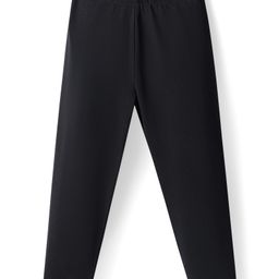 Babyhug Cotton Lycra Full Length Skinny Fit Solid Leggings with Stretch - Black-image-126