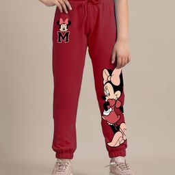Kidsville Mickey & Friends Featuring Minnie Mouse Character Printed Joggers - Red-image-94