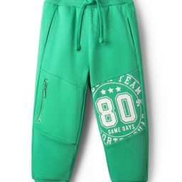 Babyhug Cotton Terry Knit Full Length Lounge Pants with 80 Game Days Print - Green-picture-45