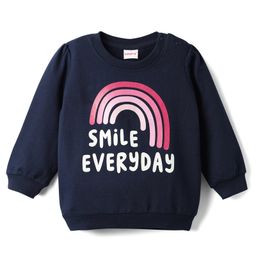 Babyhug 100% Cotton Full Sleeves Sweatshirt Text & Rainbow Graphics - Navy Blue-image-20