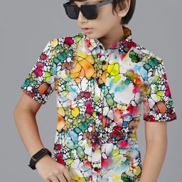 BAESD Boys Premium Spread Collar Abstract Printed Cotton Casual Shirt-image-95