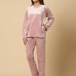 KLOTTHE Women Solid Woolen Night suit-image-8