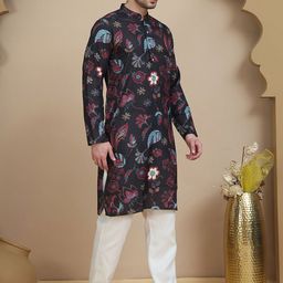 Anouk Rustic Men Floral Printed Kurta with Pyjamas image 5