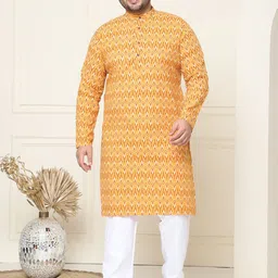 SOJANYA PLUS Men Bandhani Printed Regular Pure Cotton Kurta with Pyjamas-picture-16