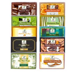 SPARSHAM-NATURE'S TOUCH Set Of 10 Charcoal- Aloevera- Haldi Chandan Soap- 125 g Each-image-4