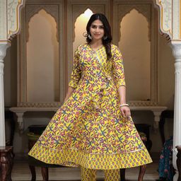 ELVISH JAIPUR Women Ethnic Motifs Printed Regular Pure Cotton Kurta with Palazzos & With Dupatta image 2
