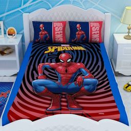 Athom Living Red & Black Cartoon Characters 180 TC King Bedsheet with 2 Pillow Covers-image-13