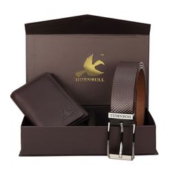 Hornbull Men Three Fold Leather RFID Protected Wallet & Belt Accessory Gift Set-image-68
