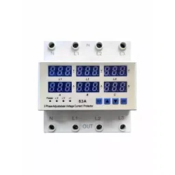 DeHMY 63 A Three Phase Automatic Over/Under Voltage Protector with Over Current Protection White, AS2132-5