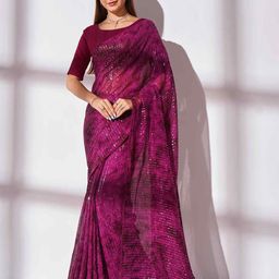 HERE&NOW Embellished Sequinned Pure Georgette Saree-image-85