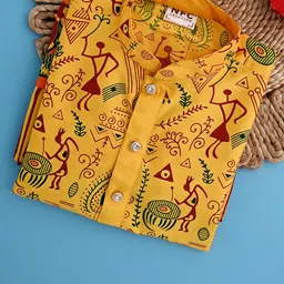 NFC CREATION Boys Printed Regular Dupion Silk Kurta with Pyjamas image 5