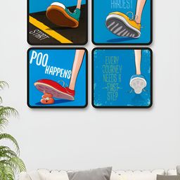 Livin'luxe Blue & Red Set of 4 Piece MDF Other Wall Paintings-picture-22