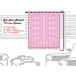 Ville Style Set of 2 Pink Polyester Abstract Printed Window Curtain image 3