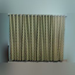 Trance Home Linen Green & White Set of 4 Geometric Long Door Curtain-3