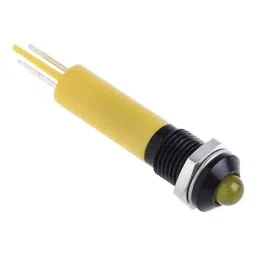 RS PRO Yellow Panel Mount Indicator 24V DC, Mounting Hole Size 8 mm, Termination Type Solder Tab, Model No 207848-9